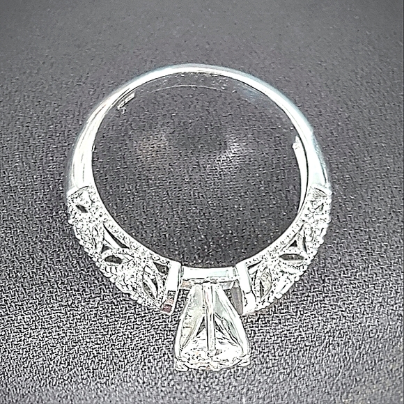 Vintage Style Sterling Silver Filigree Bridal Ring Set CZ Milgrain Details 925 - Picture 9 of 12